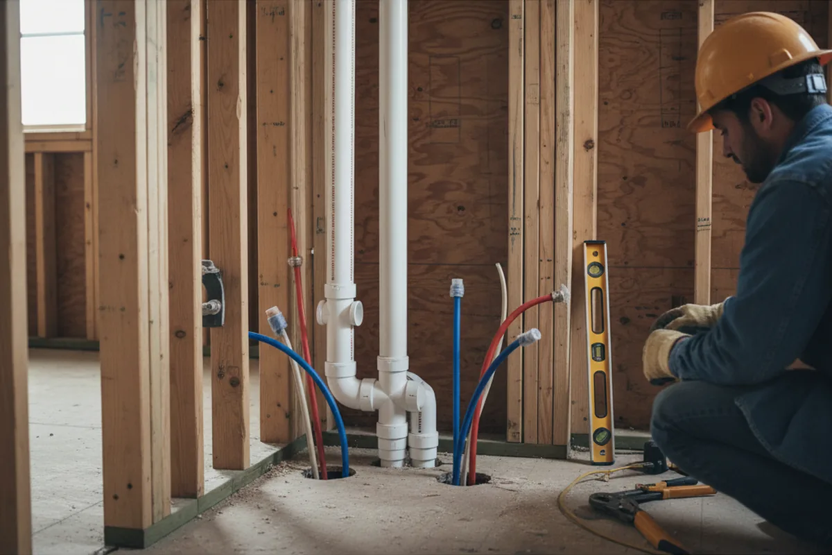 Drain and supply rough-in during Sump Pump Repair in Pine Hill